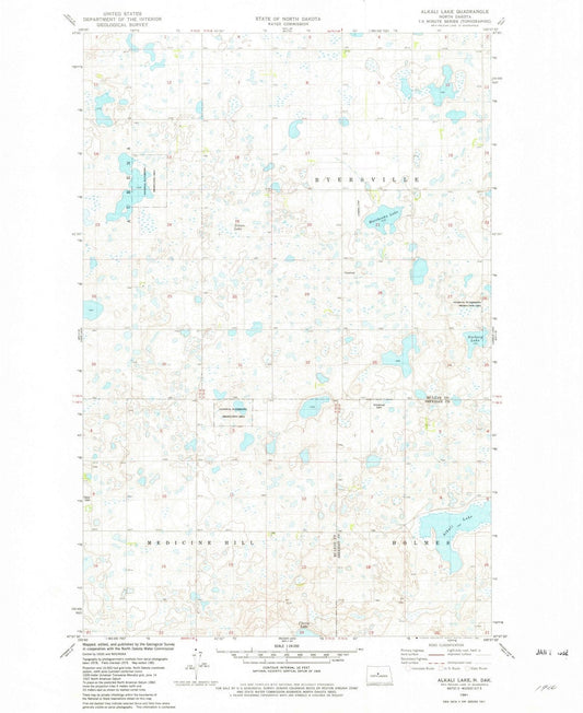 1981 Alkali Lake, ND - North Dakota - USGS Topographic Map