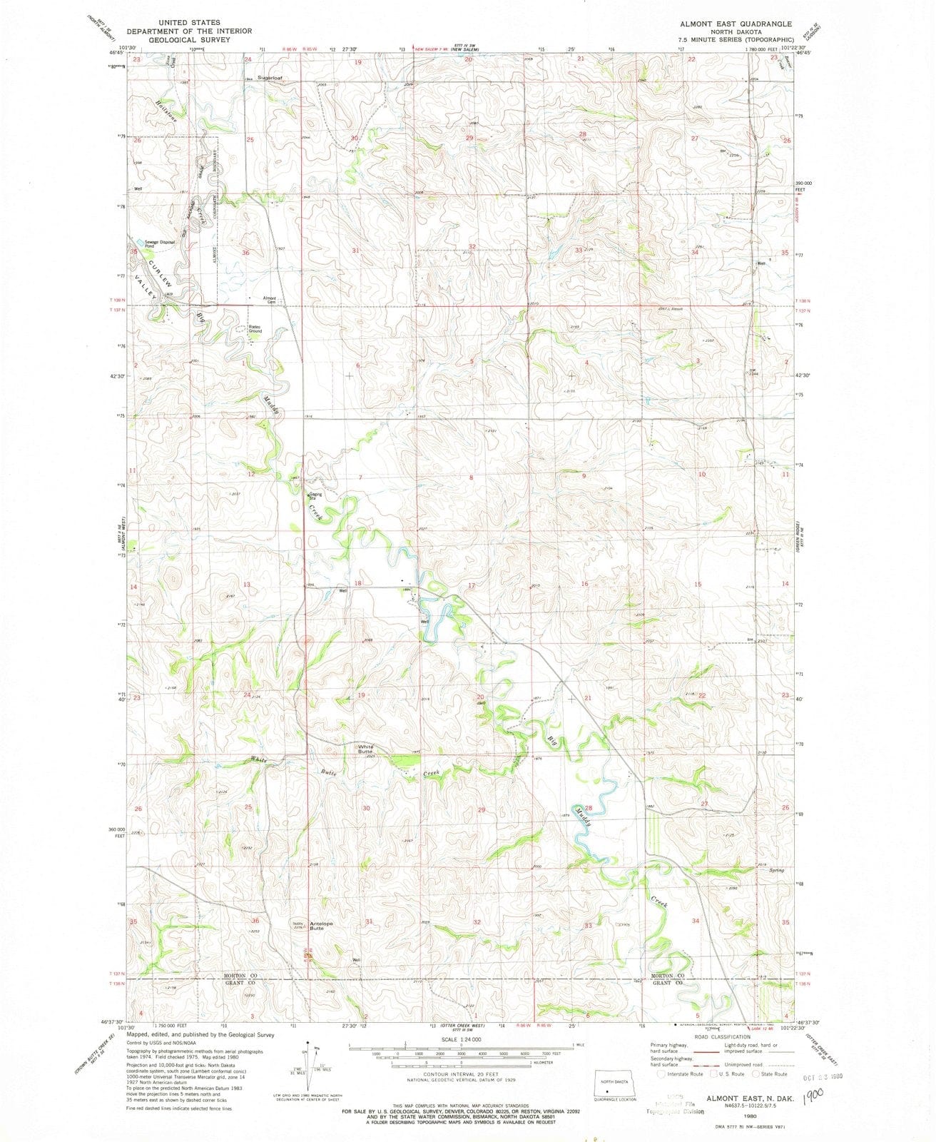 1980 Almont East, ND - North Dakota - USGS Topographic Map