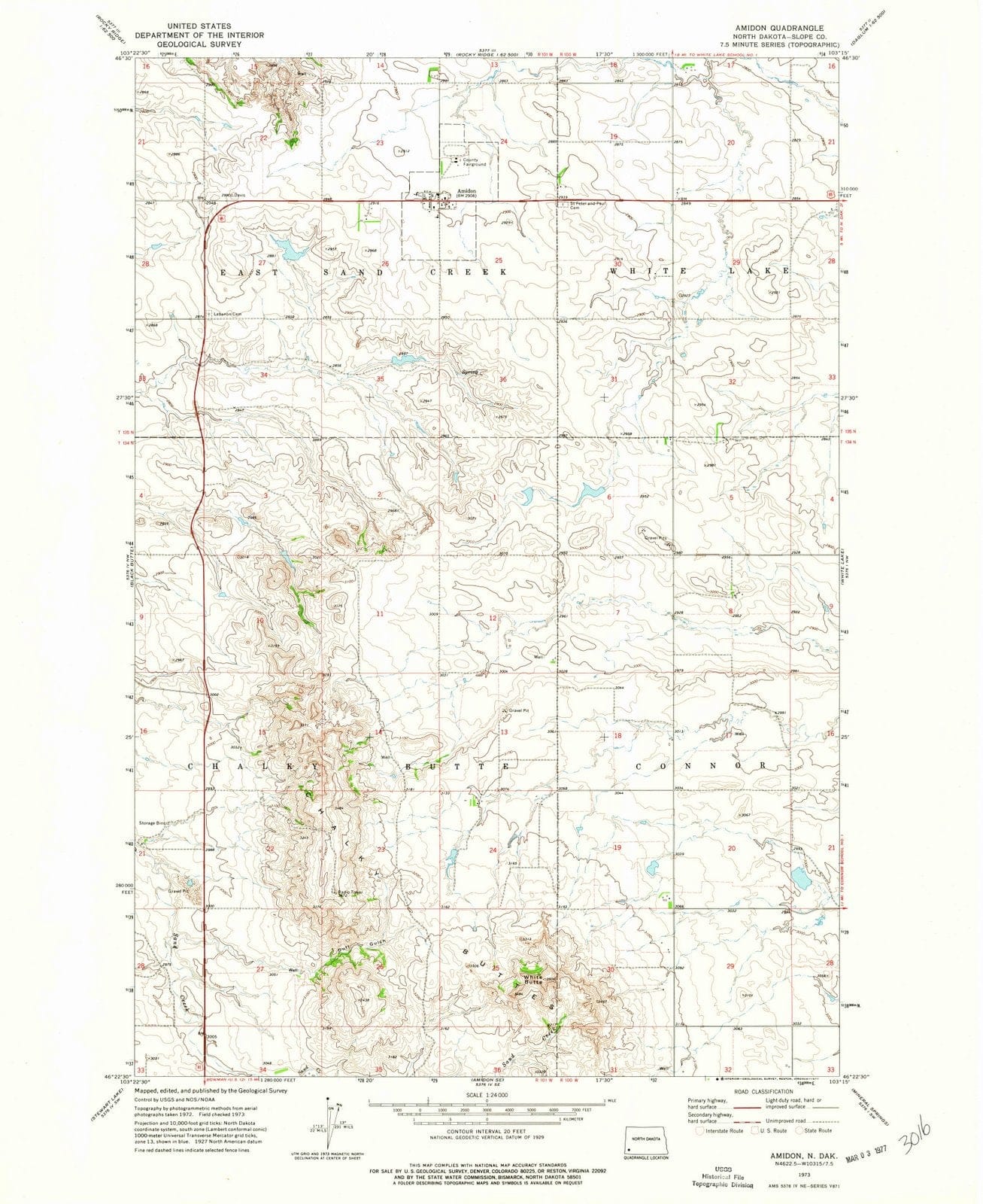 1973 Amidon, ND - North Dakota - USGS Topographic Map v2