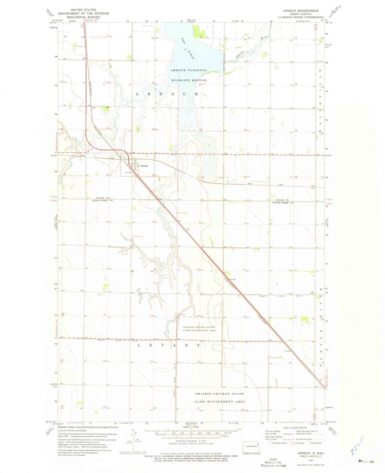 1972 Ardoch, ND - North Dakota - USGS Topographic Map