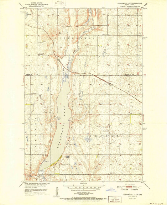 1951 Arrowwood Lake, ND - North Dakota - USGS Topographic Map
