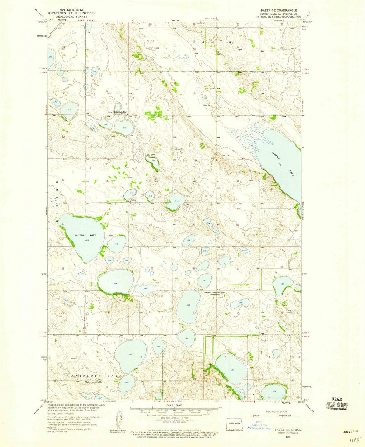 1958 Balta, ND - North Dakota - USGS Topographic Map v2