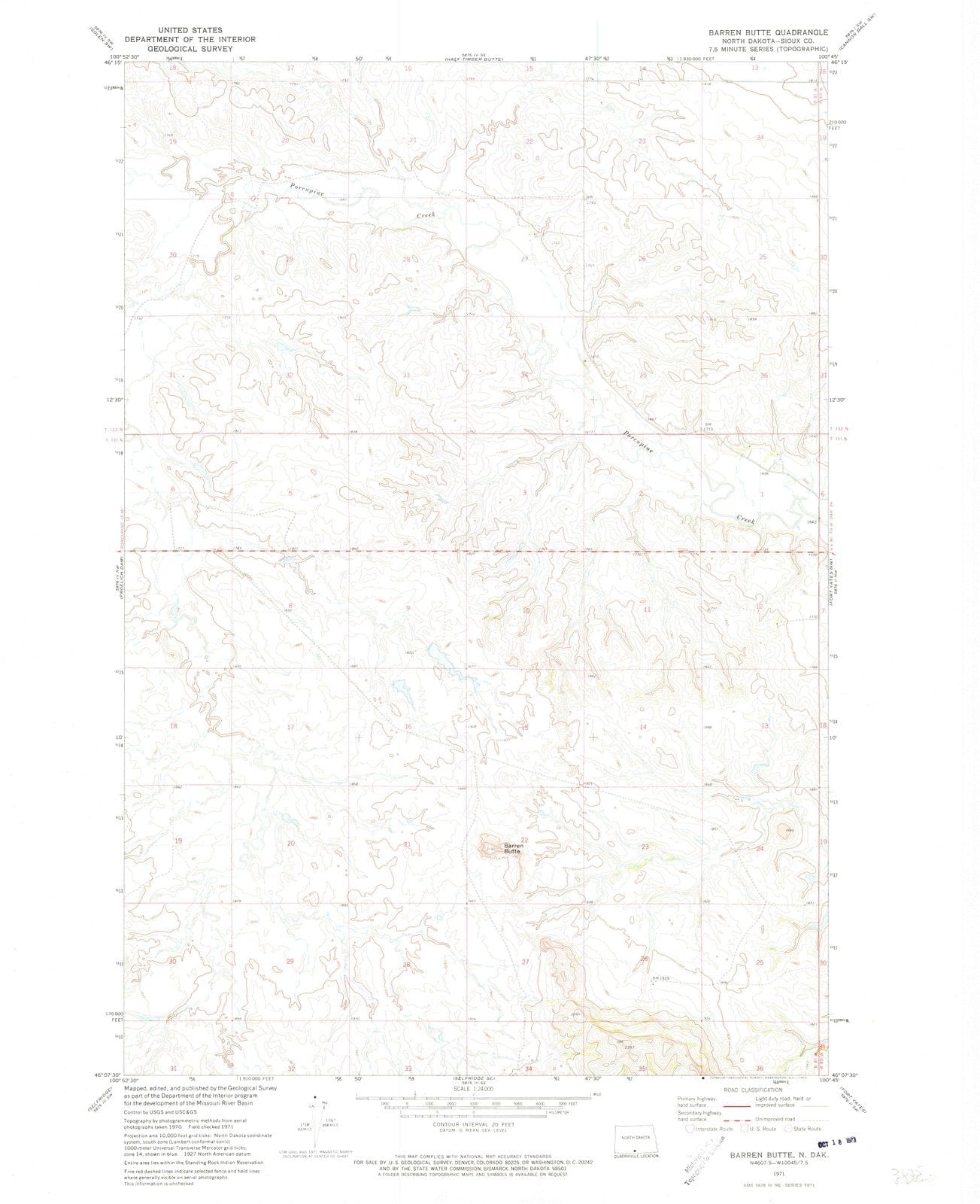 1971 Barren Butte, ND - North Dakota - USGS Topographic Map