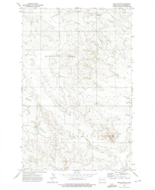 1972 Bear Butte, ND - North Dakota - USGS Topographic Map