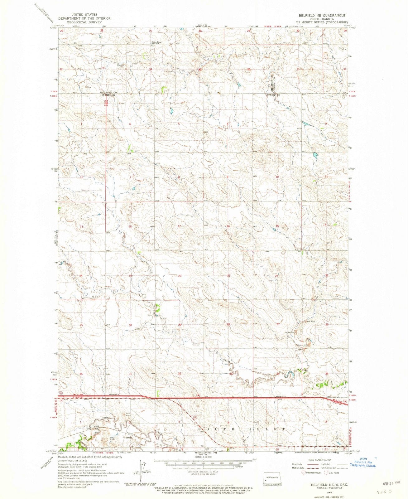 1962 Belfield, ND - North Dakota - USGS Topographic Map