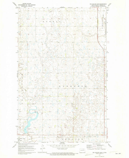 1971 Big Coulee Dam, ND - North Dakota - USGS Topographic Map