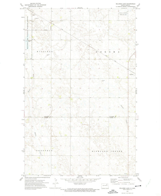 1972 Billings Lake, ND - North Dakota - USGS Topographic Map