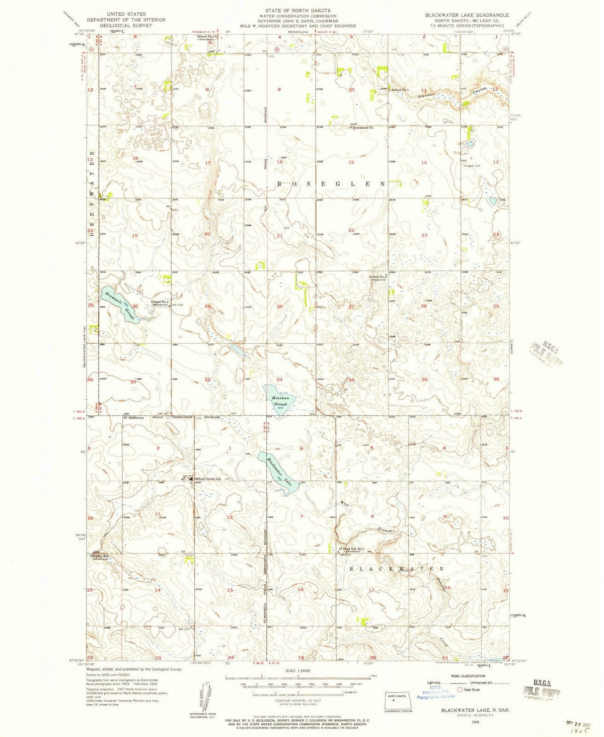 1956 Blackwater Lake, ND - North Dakota - USGS Topographic Map v2