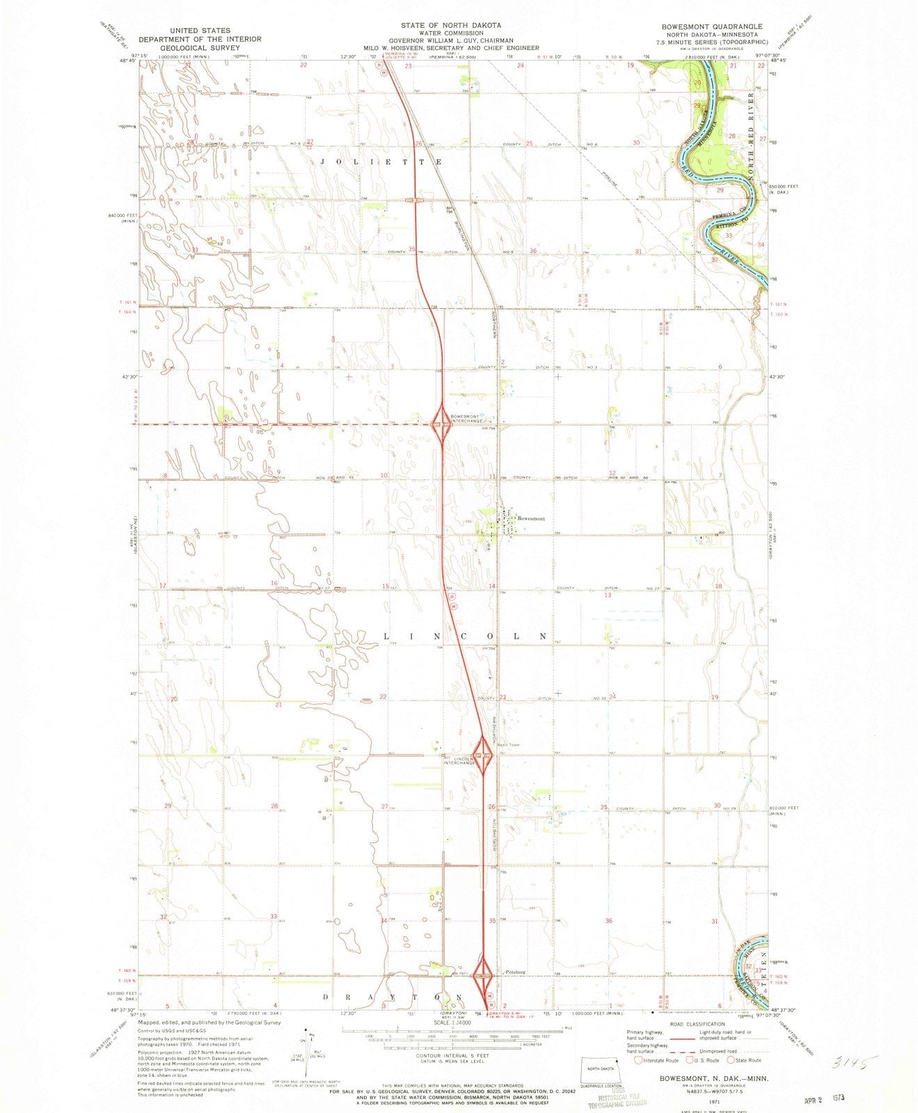 1971 Bowesmont, ND - North Dakota - USGS Topographic Map