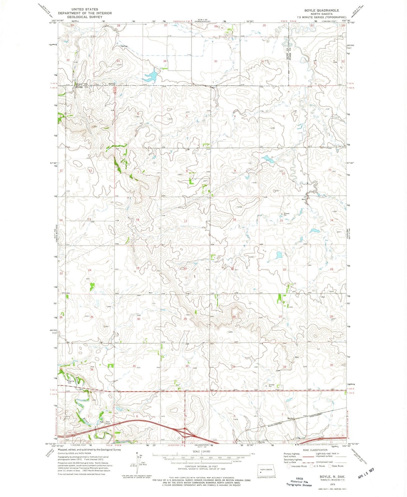 1973 Boyle, ND - North Dakota - USGS Topographic Map