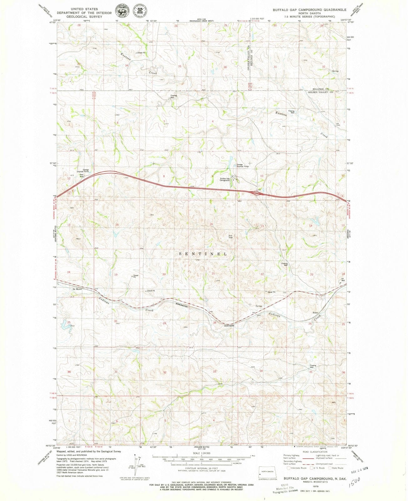 1979 Buffalo Gap Campground, ND - North Dakota - USGS Topographic Map