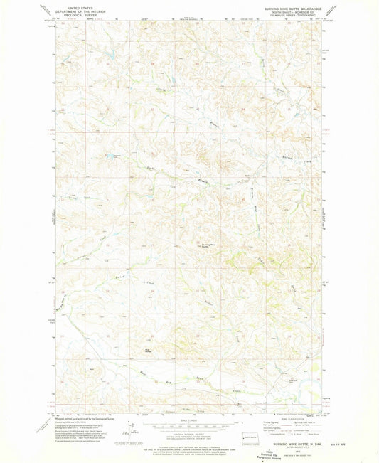 1972 Burning Mine Butte, ND - North Dakota - USGS Topographic Map