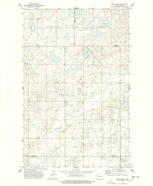 1974 Bush Lake, ND - North Dakota - USGS Topographic Map