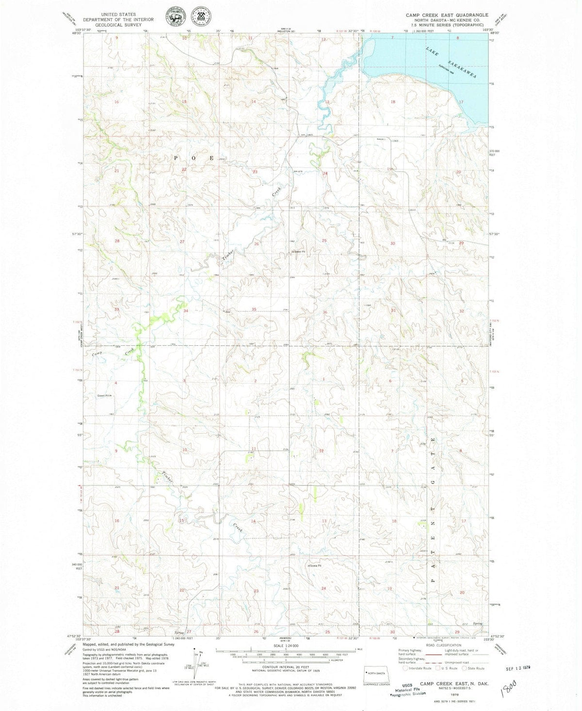 1978 Camp Creek East, ND - North Dakota - USGS Topographic Map