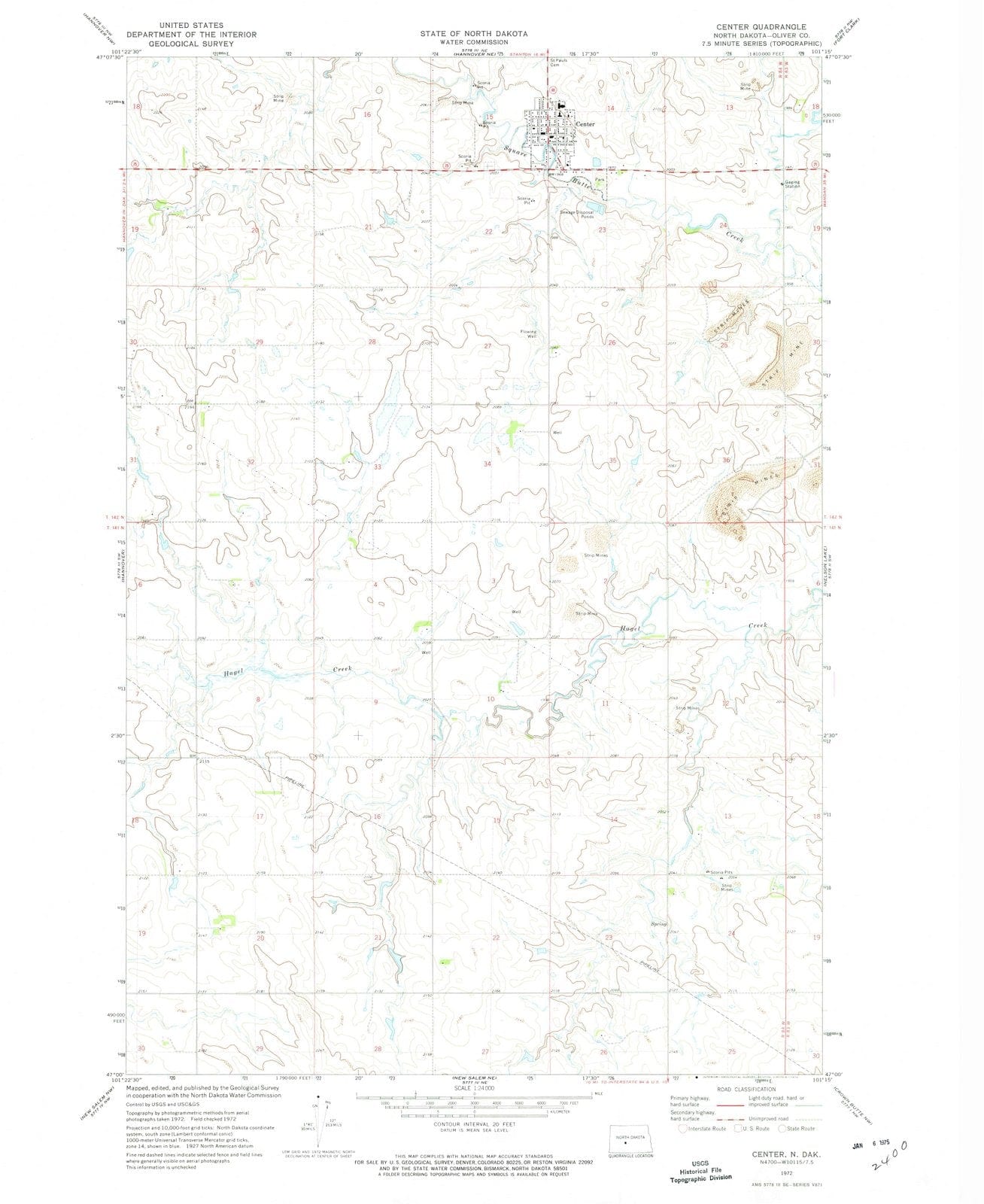1972 Center, ND - North Dakota - USGS Topographic Map