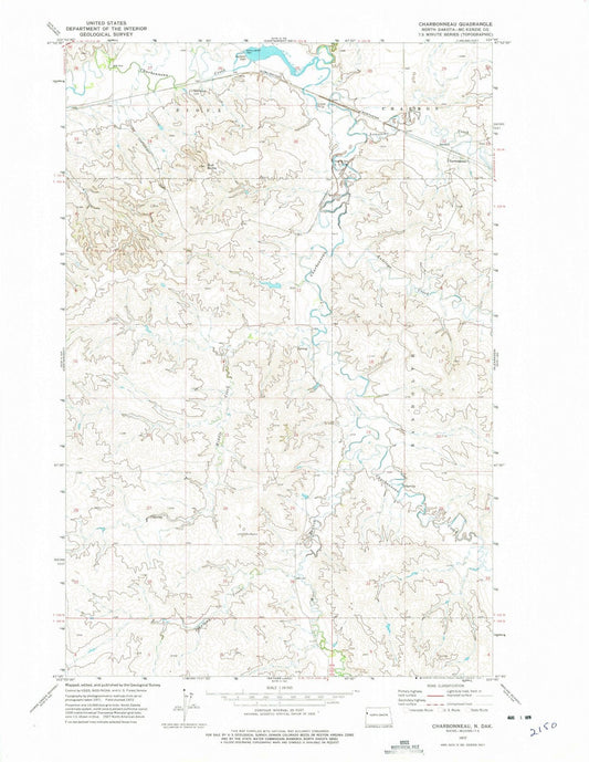 1972 Charbonneau, ND - North Dakota - USGS Topographic Map