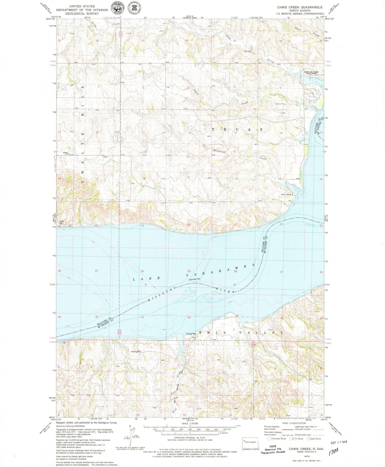 1979 Chris Creek, ND - North Dakota - USGS Topographic Map