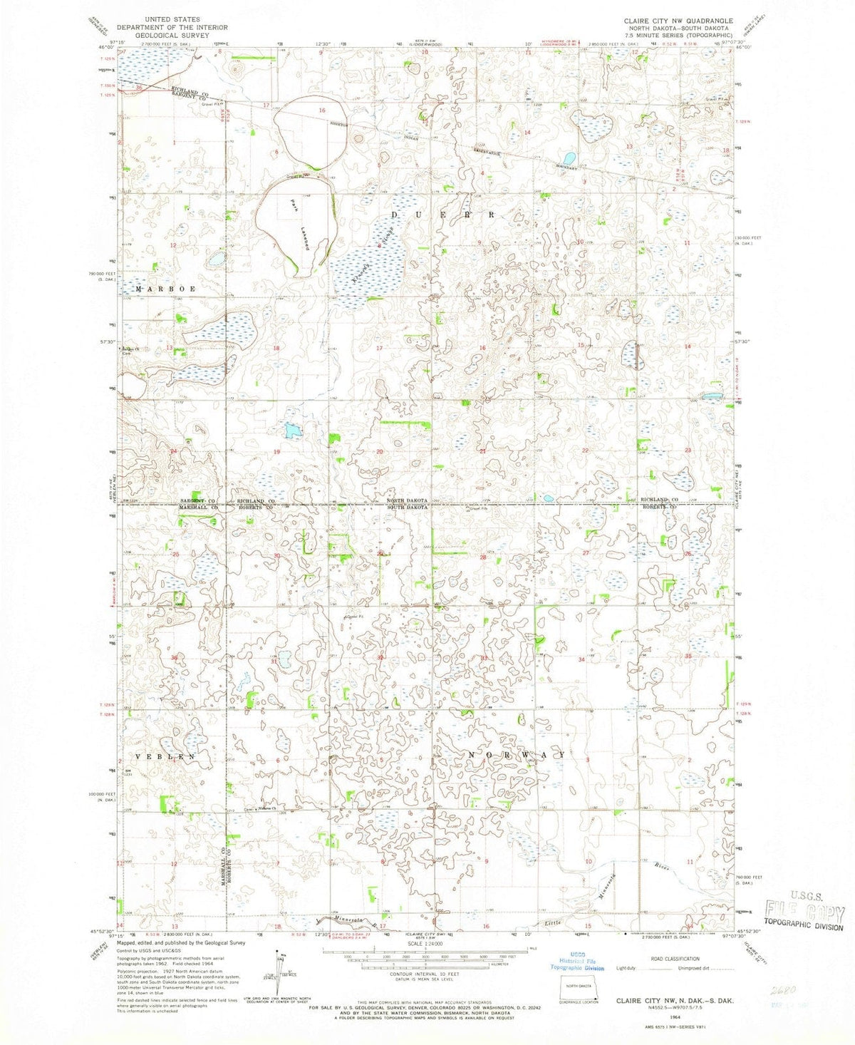 1964 Claire City, ND - North Dakota - USGS Topographic Map v2