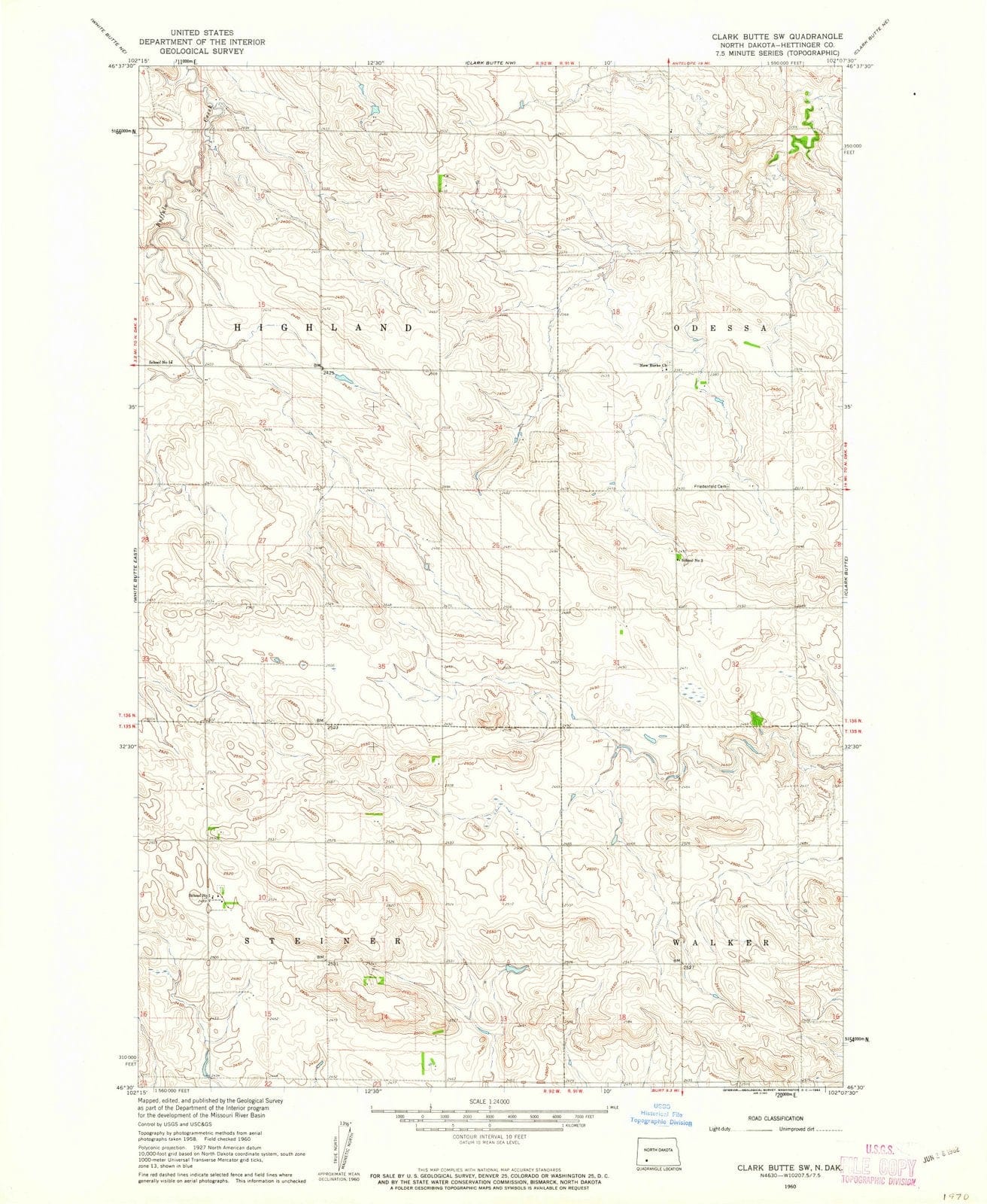 1960 Clark Butte, ND - North Dakota - USGS Topographic Map v3