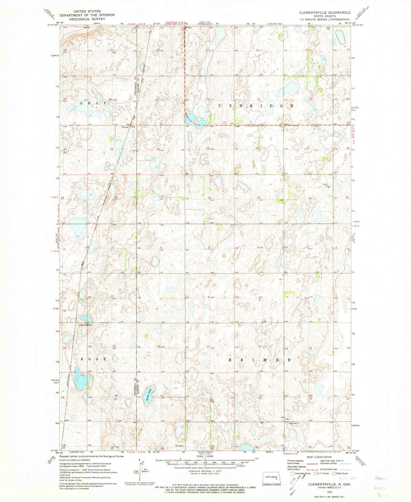 1970 Clementsville, ND - North Dakota - USGS Topographic Map