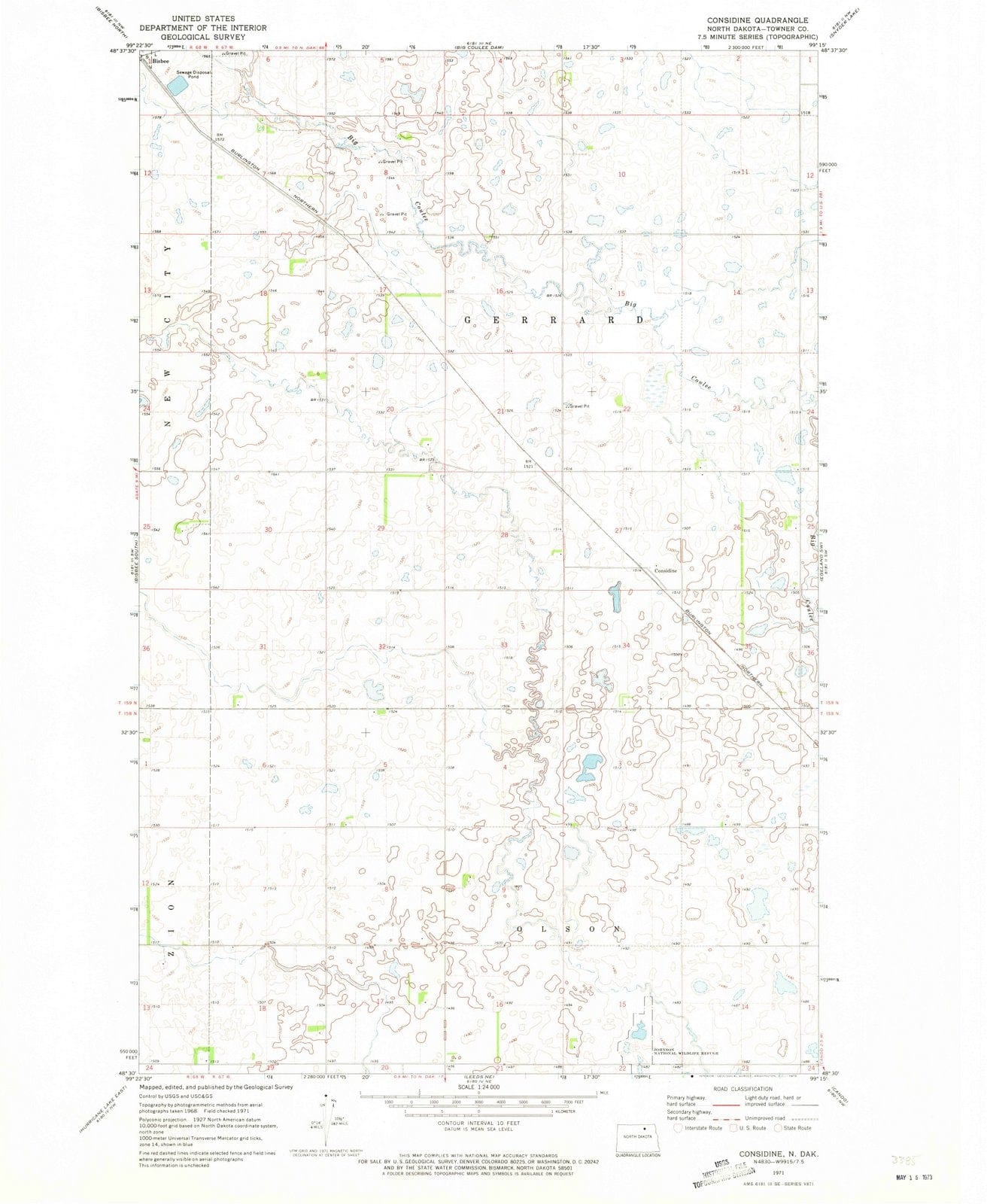 1971 Considine, ND - North Dakota - USGS Topographic Map