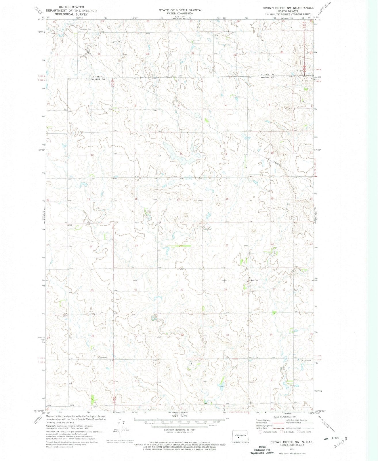 1972 Crown Butte, ND - North Dakota - USGS Topographic Map