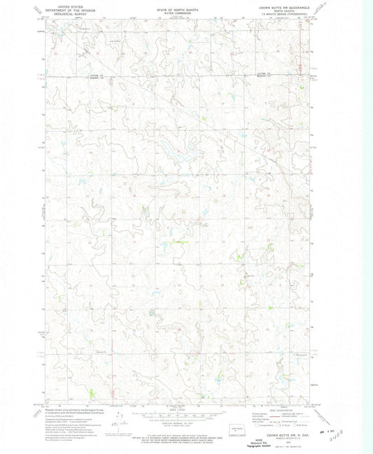 1972 Crown Butte, ND - North Dakota - USGS Topographic Map