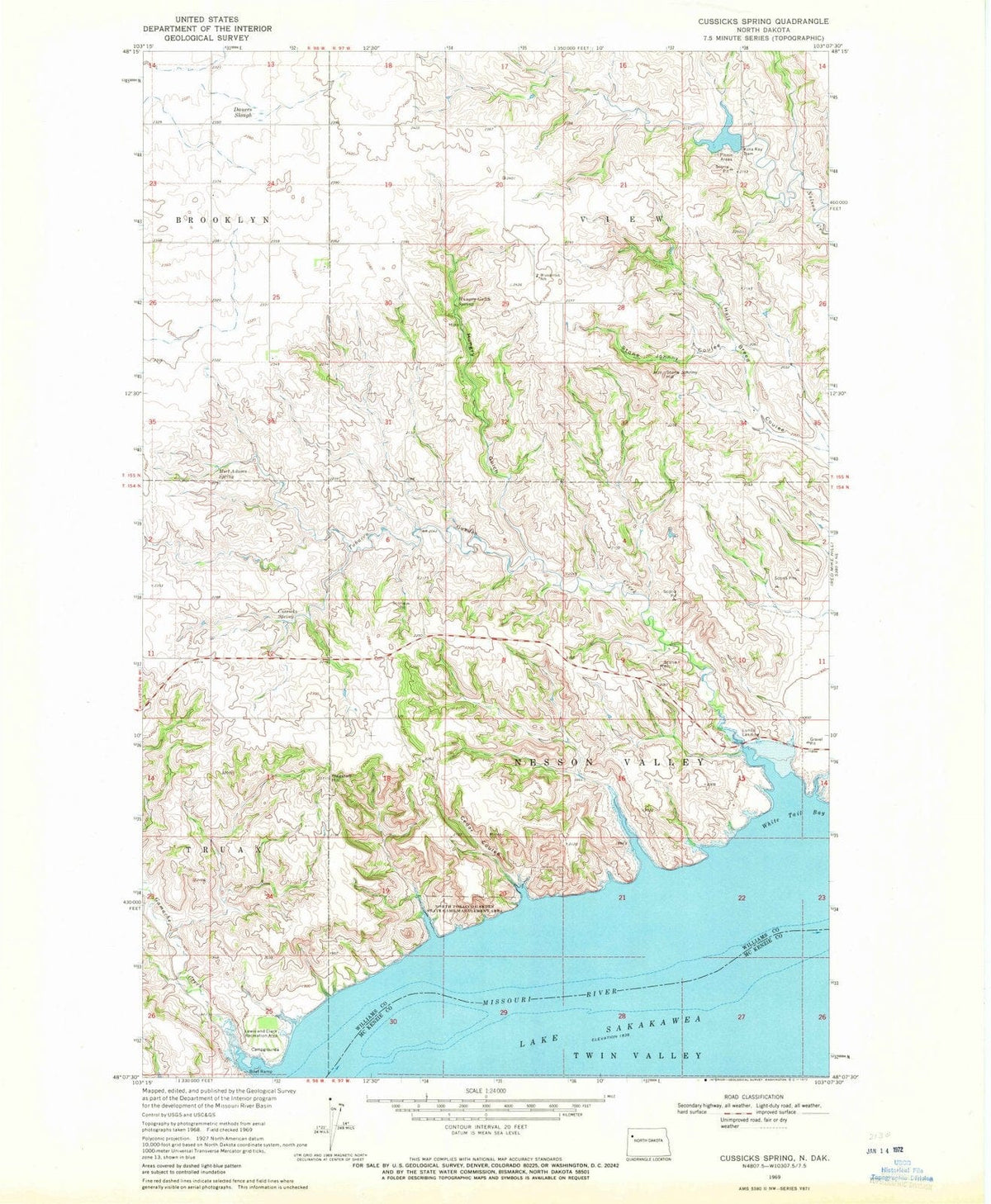 1969 Cussicks Spring, ND - North Dakota - USGS Topographic Map