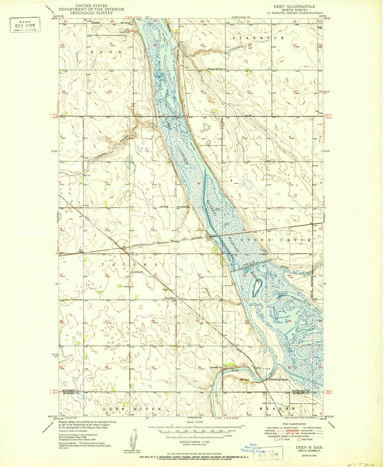 1950 Deep, ND - North Dakota - USGS Topographic Map