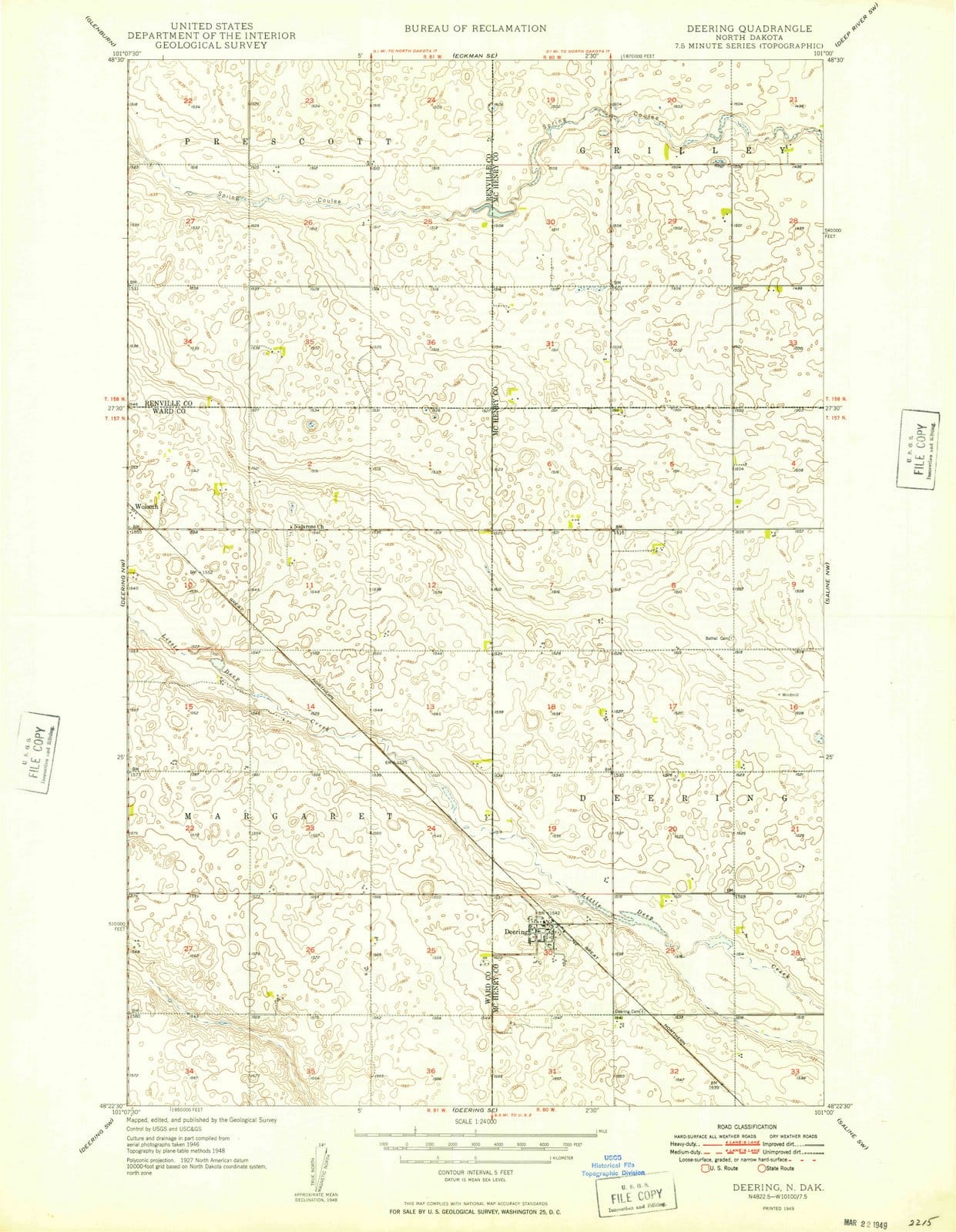1949 Deering, ND - North Dakota - USGS Topographic Map v2