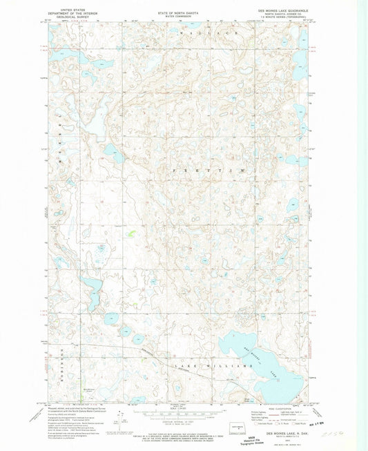 1972 Des Moines Lake, ND - North Dakota - USGS Topographic Map