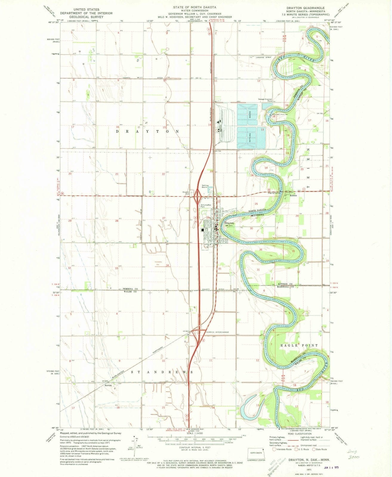 1971 Drayton, ND - North Dakota - USGS Topographic Map