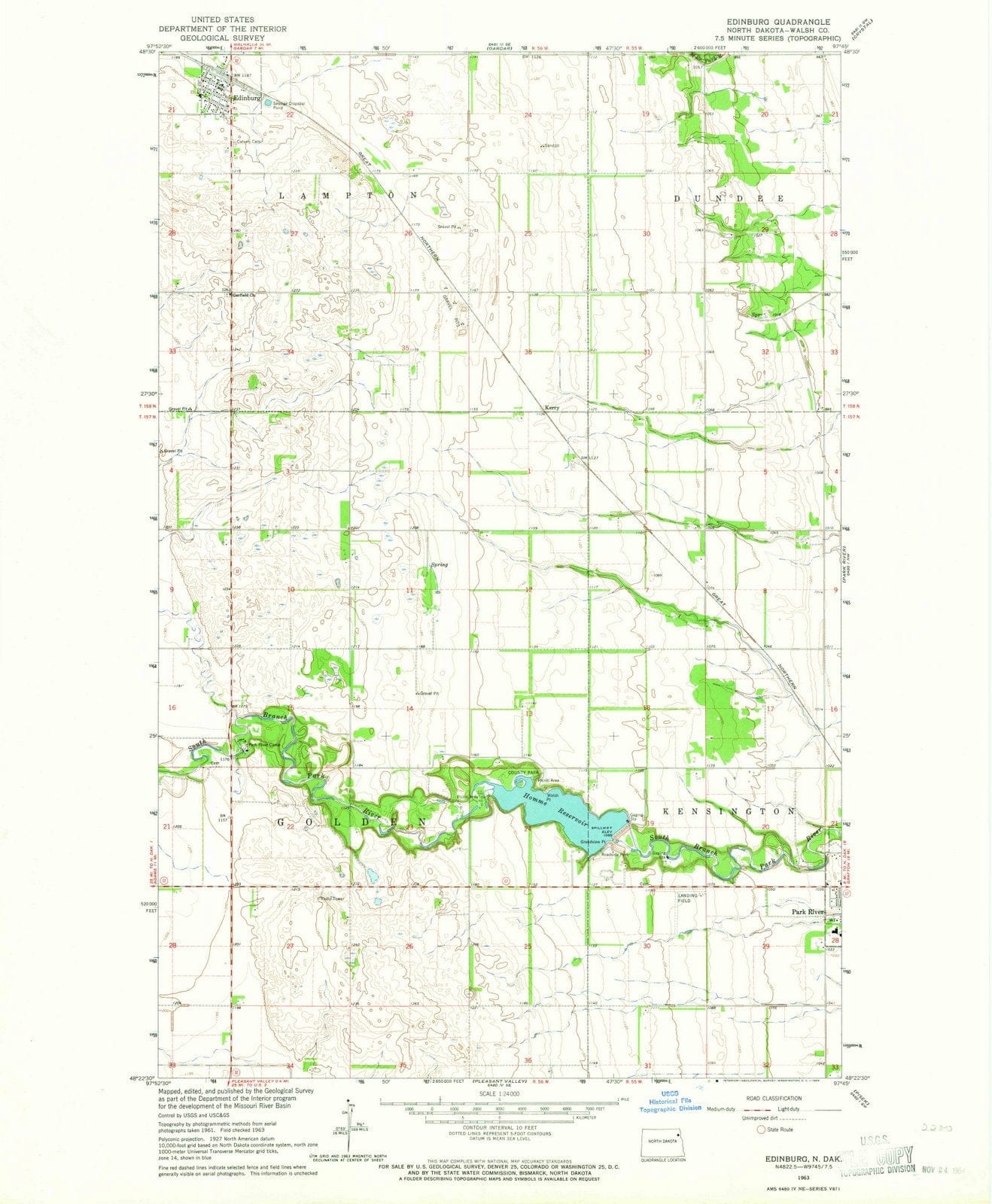 1963 Edinburg, ND - North Dakota - USGS Topographic Map