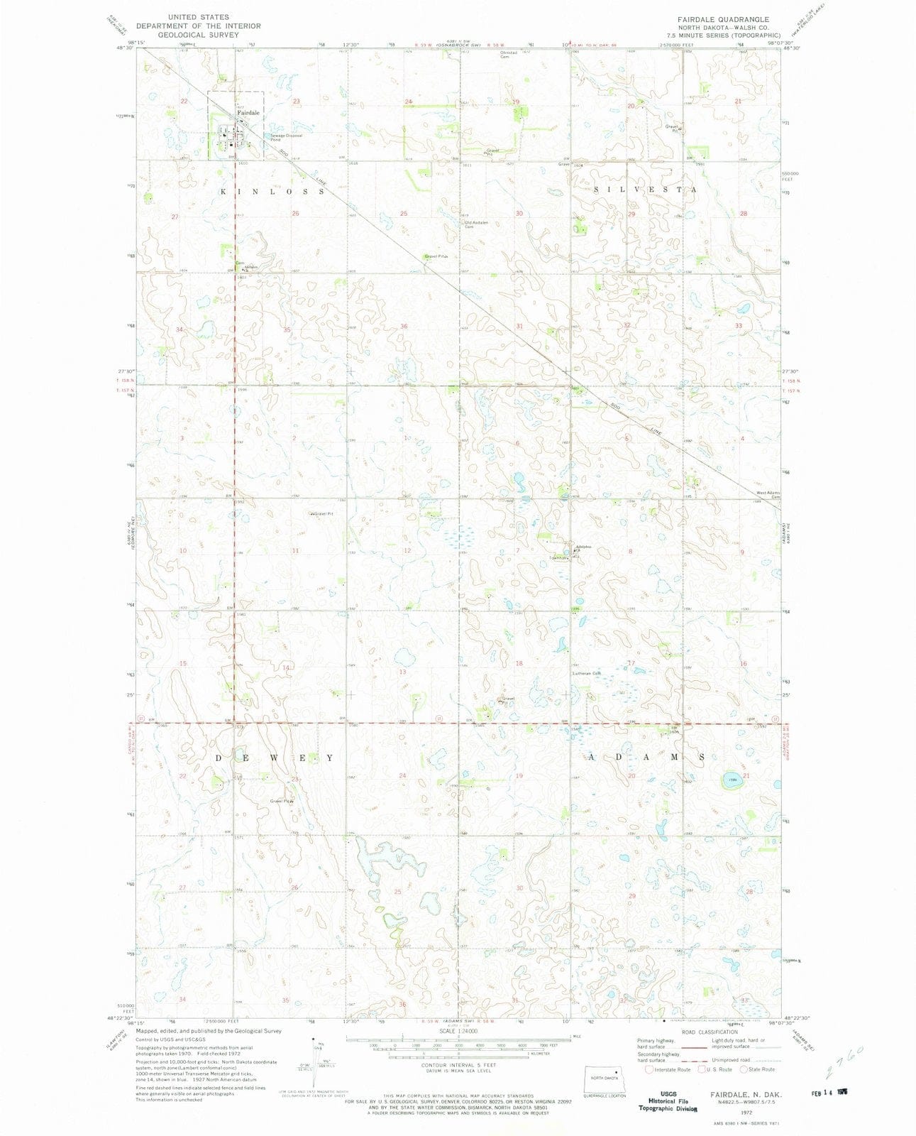 1972 Fairdale, ND - North Dakota - USGS Topographic Map