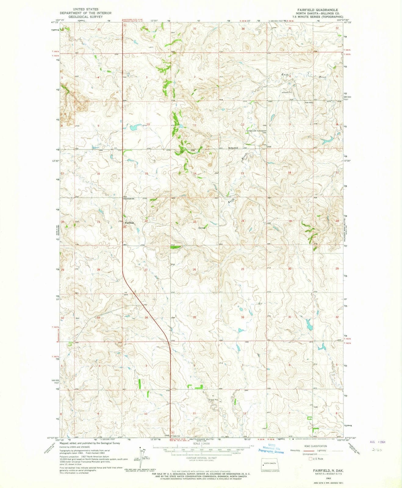 1963 Fairfield, ND - North Dakota - USGS Topographic Map v2