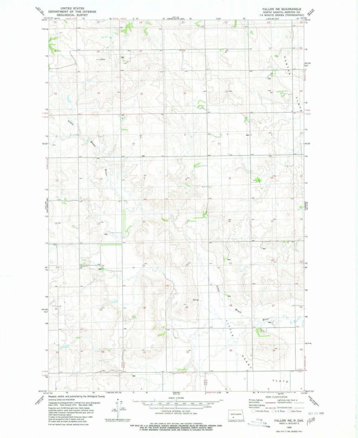 1980 Fallon, ND - North Dakota - USGS Topographic Map