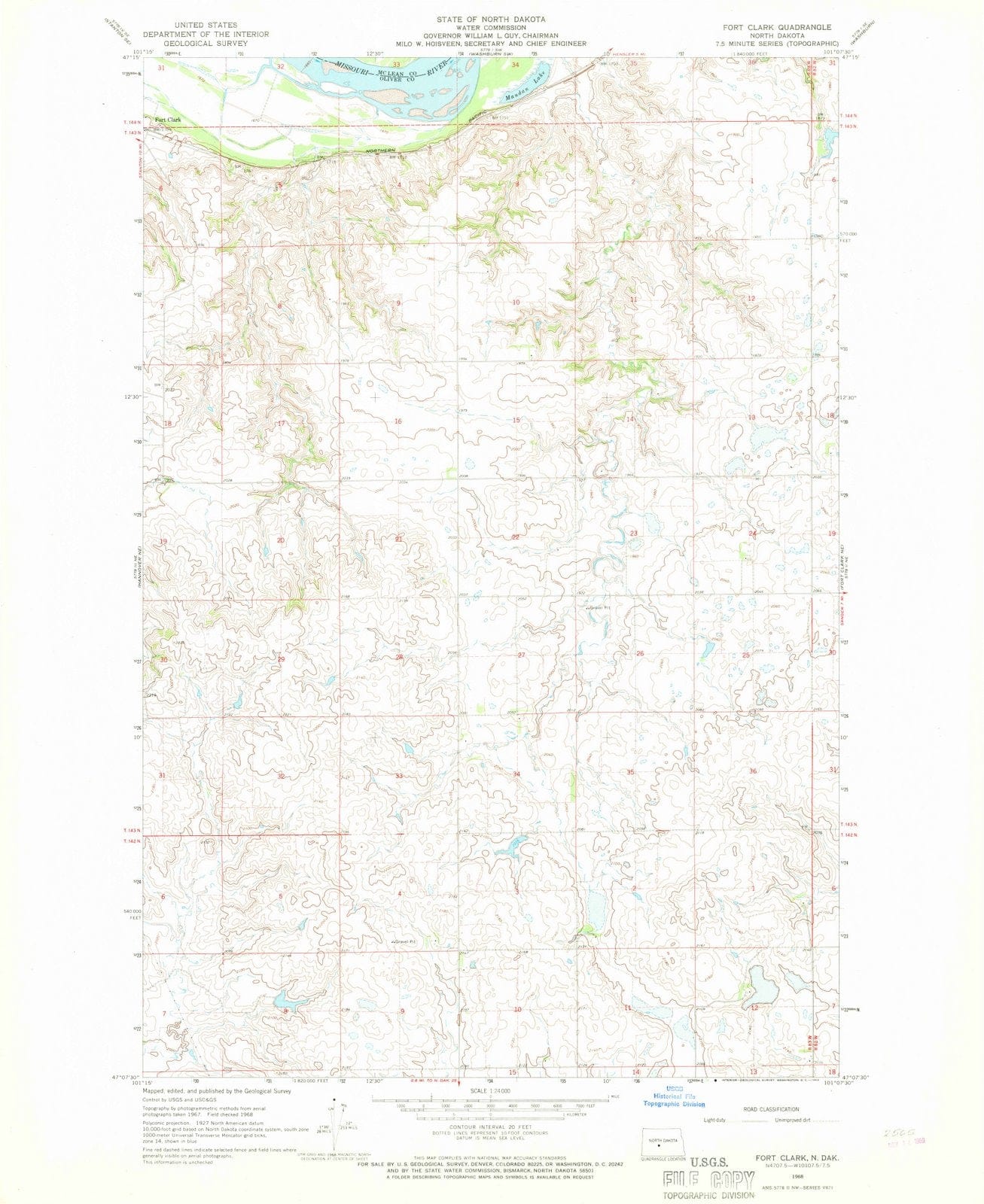 1968 Fort Clark, ND - North Dakota - USGS Topographic Map v2