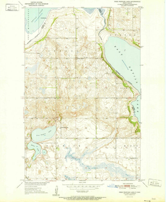 1951 Free Peoples Lake, ND - North Dakota - USGS Topographic Map