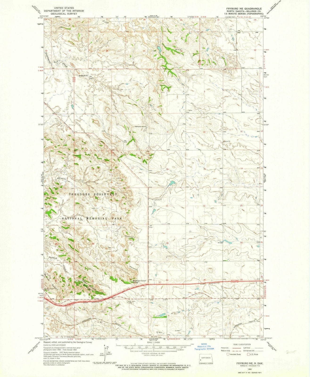 1962 Fryburg, ND - North Dakota - USGS Topographic Map