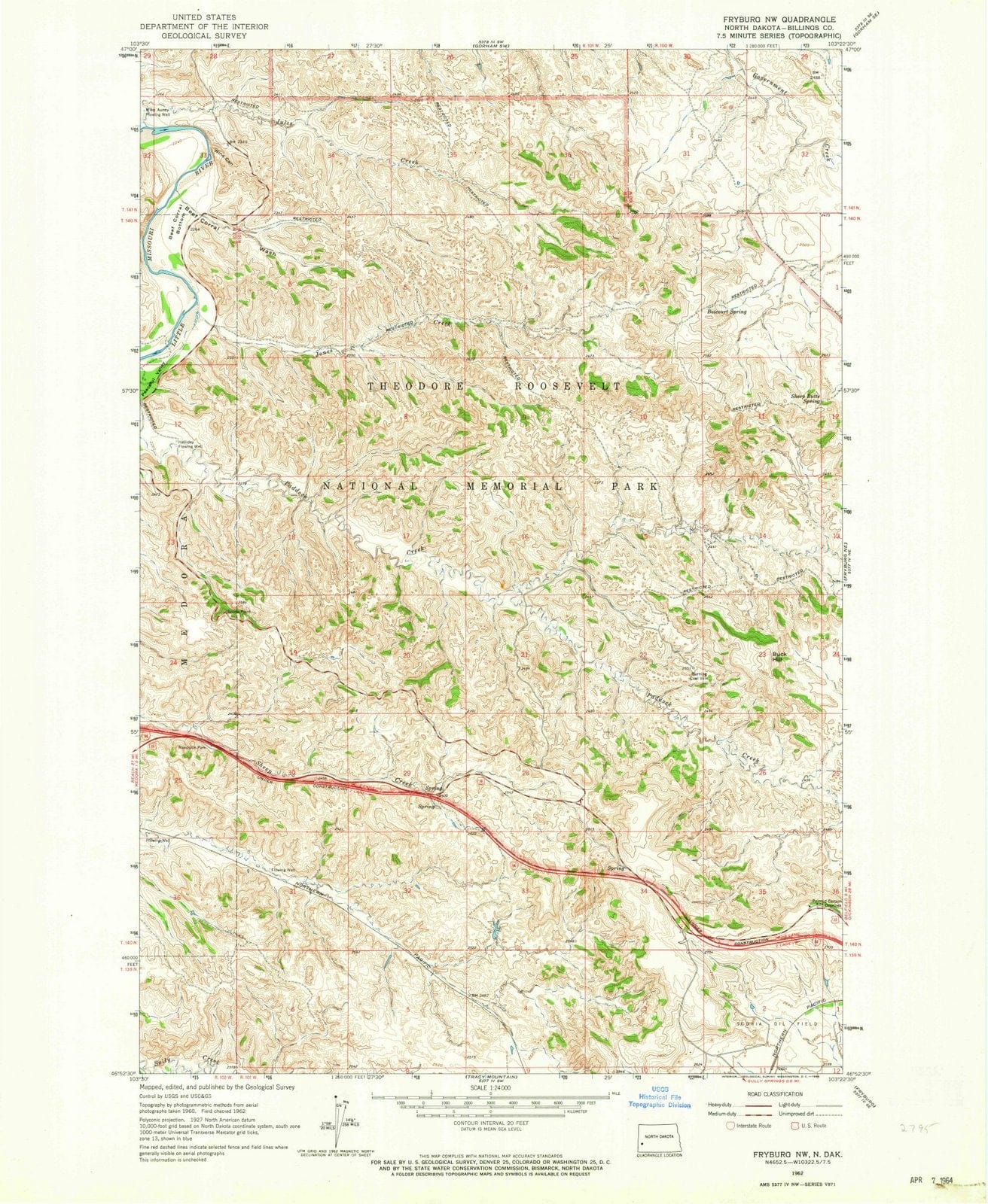 1962 Fryburg, ND - North Dakota - USGS Topographic Map v2