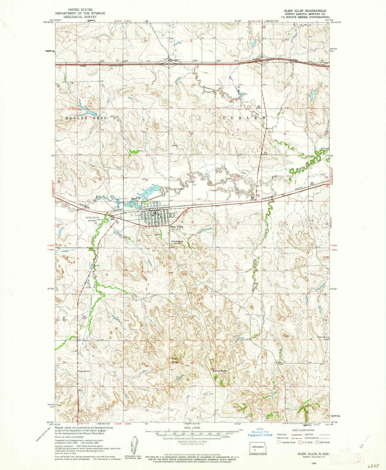 1960 Glen Ullin, ND - North Dakota - USGS Topographic Map