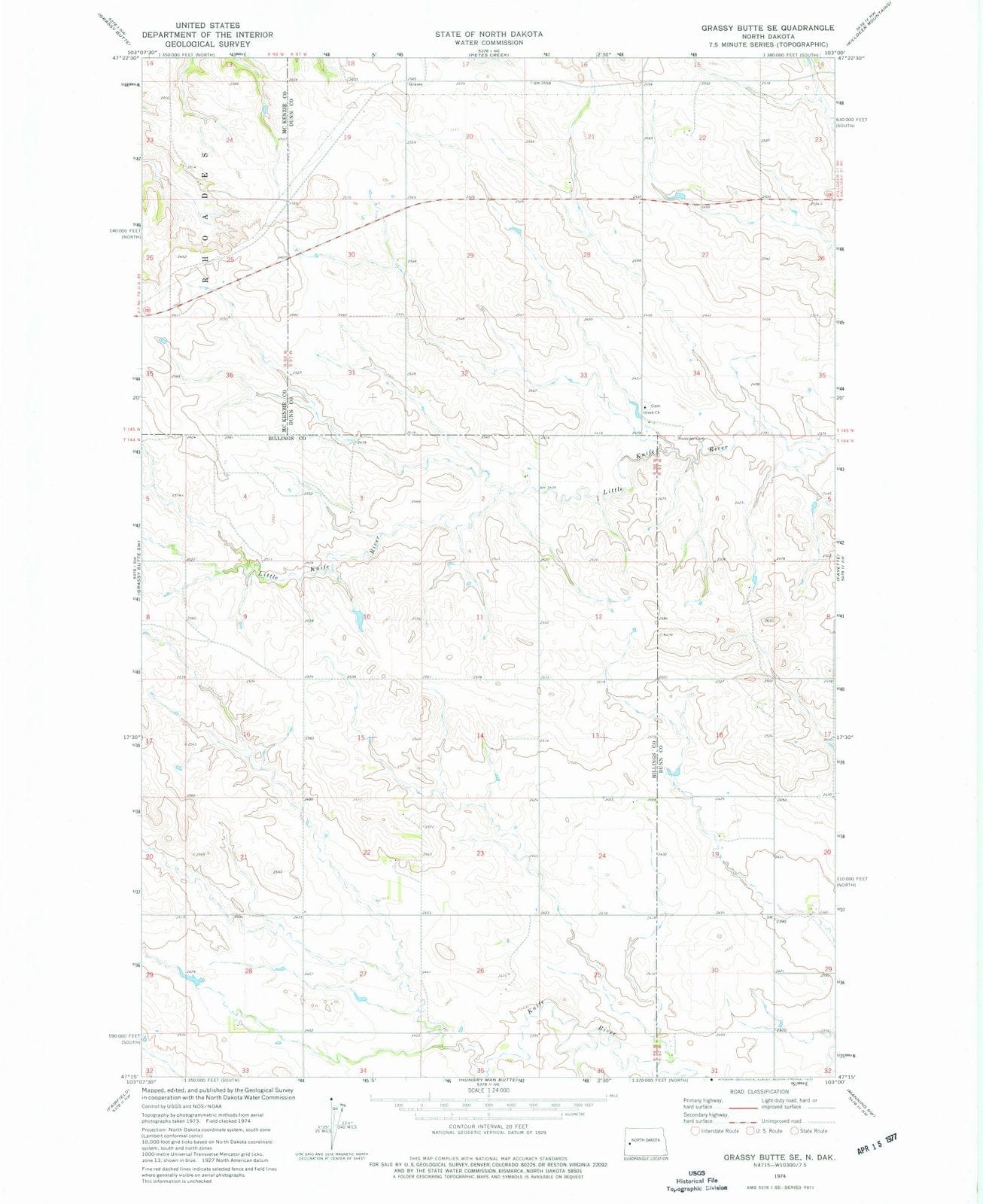 1974 Grassy Butte, ND - North Dakota - USGS Topographic Map