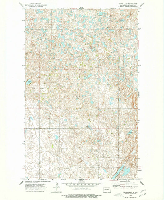 1974 Grubb Lake, ND - North Dakota - USGS Topographic Map