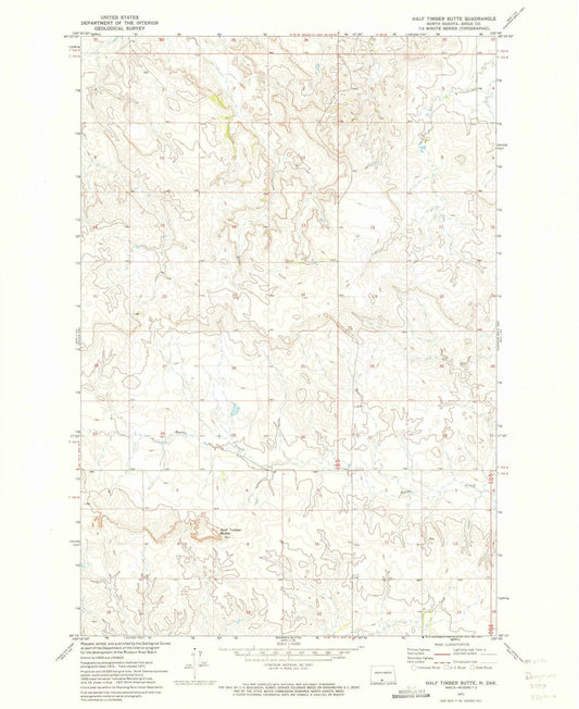1971 Half Timber Butte, ND - North Dakota - USGS Topographic Map