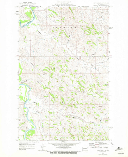 1970 Hanks Gully, ND - North Dakota - USGS Topographic Map