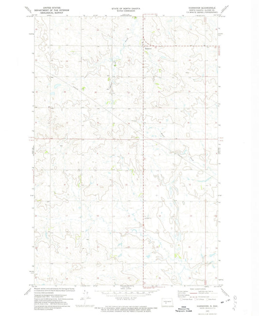 1972 Hannover, ND - North Dakota - USGS Topographic Map
