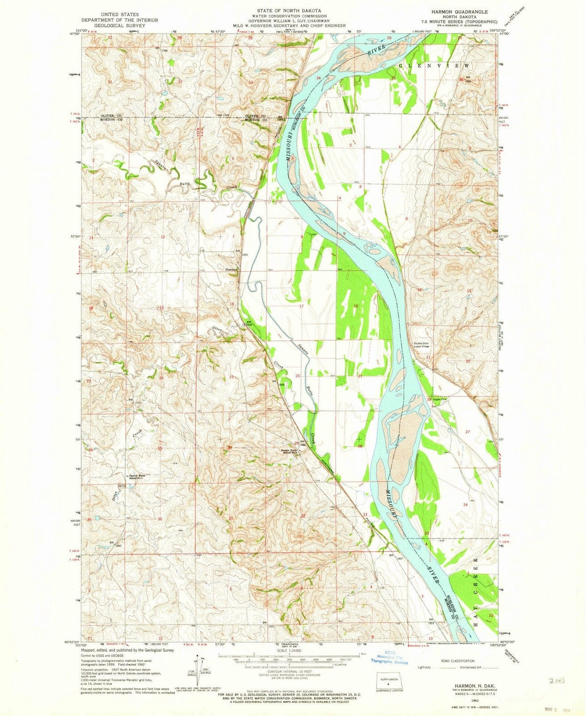 1962 Harmon, ND - North Dakota - USGS Topographic Map