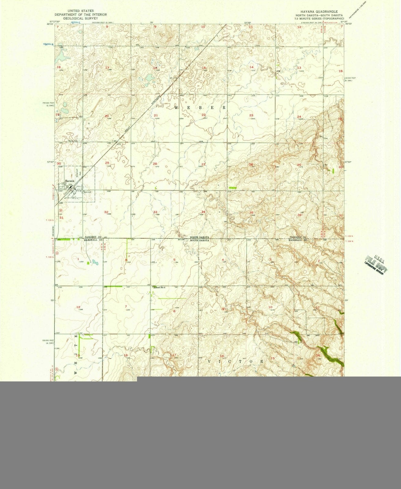 1956 Havana, ND - North Dakota - USGS Topographic Map