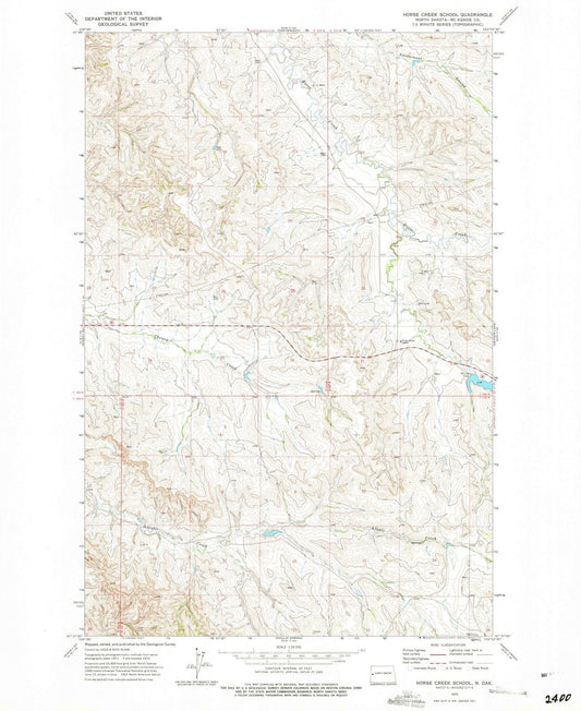 1972 Horse Creek School, ND - North Dakota - USGS Topographic Map