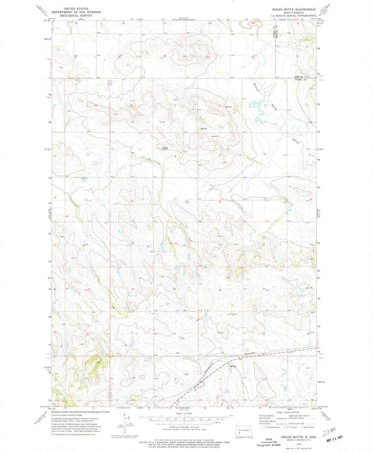1973 Indian Butte, ND - North Dakota - USGS Topographic Map